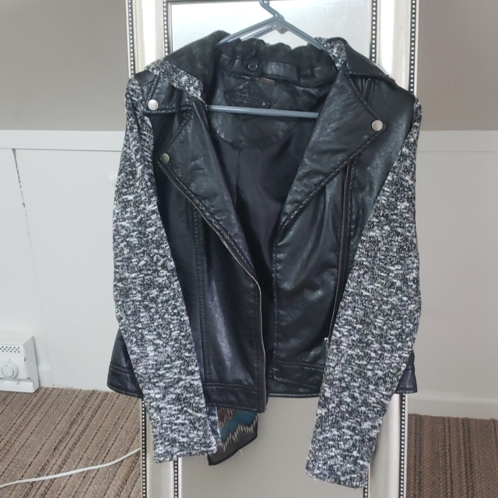 Black jacket with removable hoody